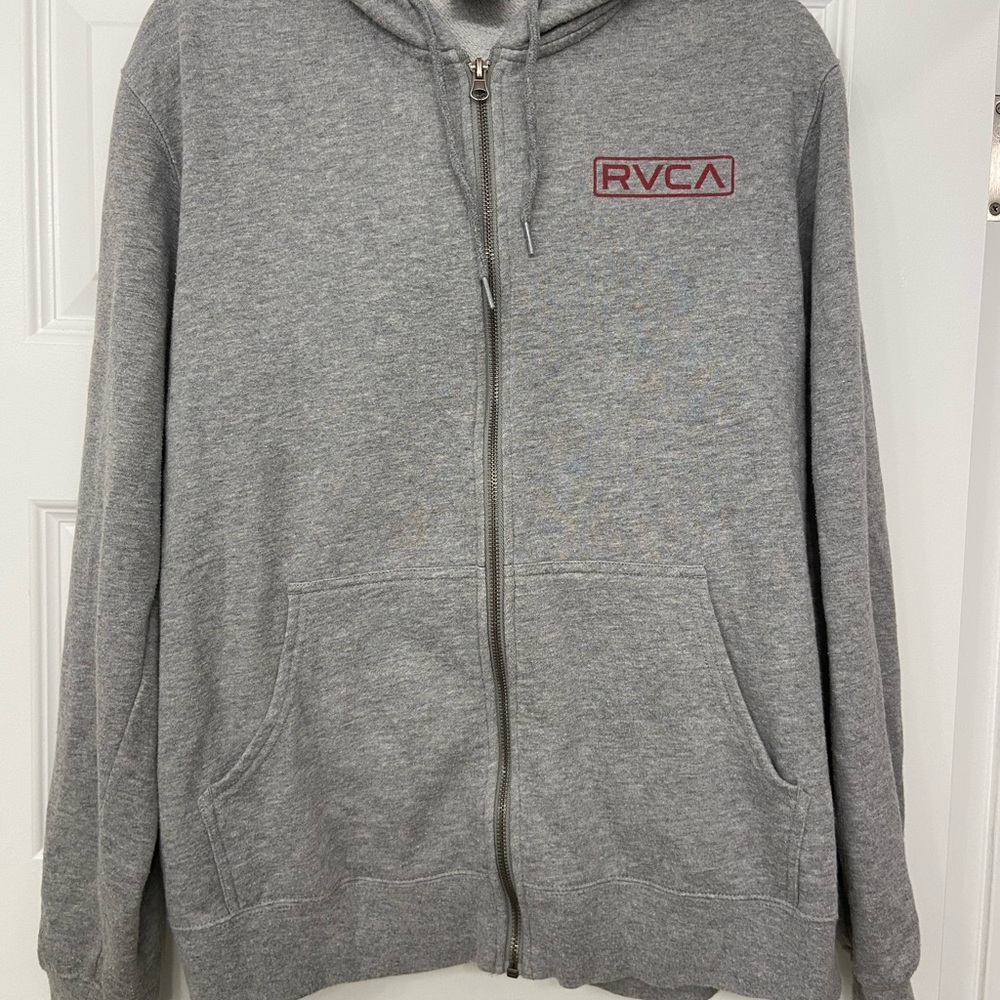 RVCA Heather Gray Hoodie with Red Logo
